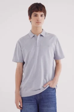 Camisa polo piqué estruturada bicolor de corte regular fit