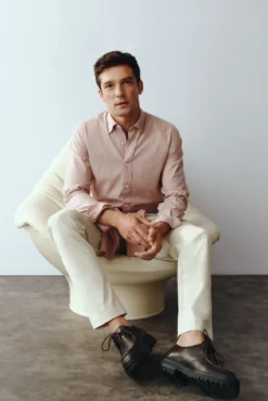 Camisa riscas de algodão Tencel