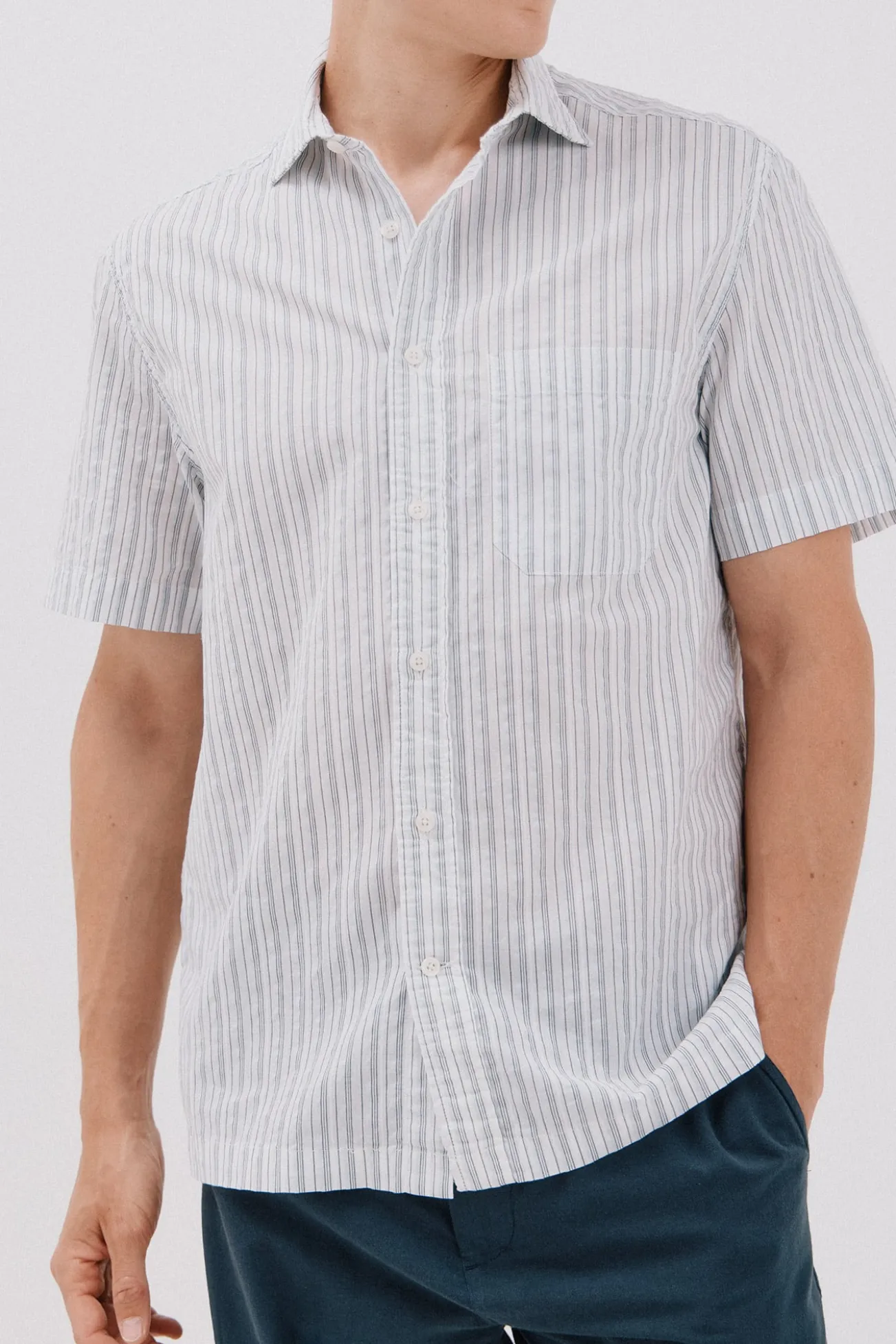 Camisa riscas de manga curta
