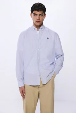 Camisa riscas de popelina