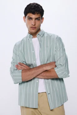 Camisa riscas de popelina