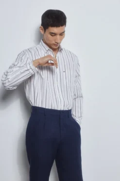 Camisa riscas tecido italiano