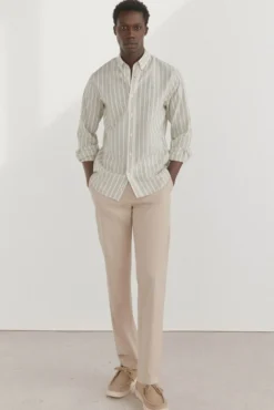 Camisa riscas tecido italiano