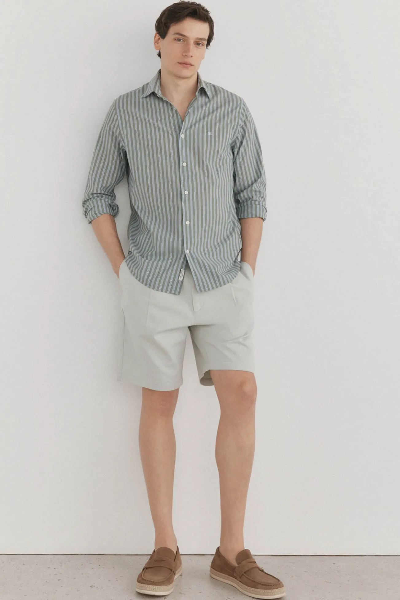 Camisa riscas tecido italiano