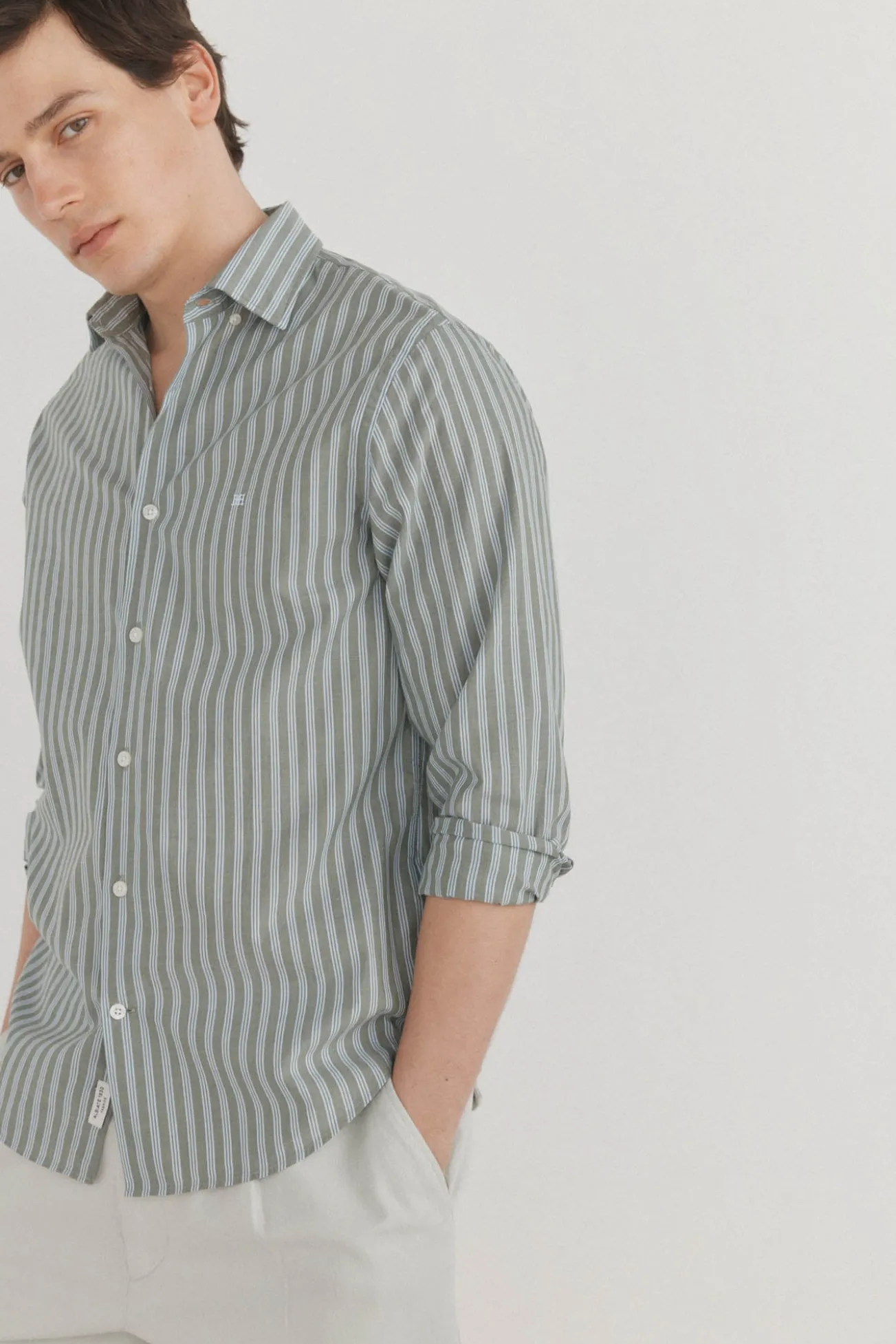 Camisa riscas tecido italiano