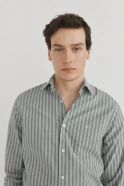 Camisa riscas tecido italiano