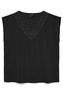 Camiseta con encaje de manga corta