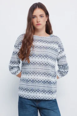 Camiseta estampada com efeito linho
