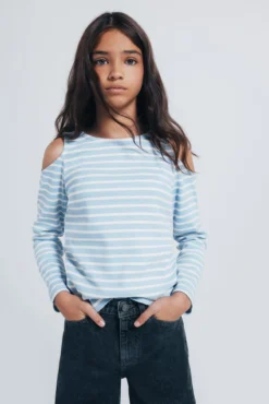 Camiseta feminina canelada ombro a ombro