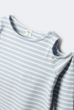 Camiseta feminina canelada ombro a ombro