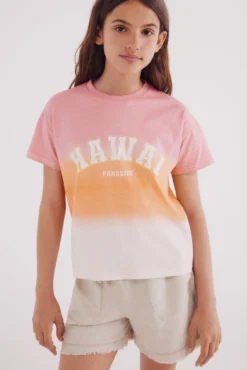 Camiseta feminina dip dye