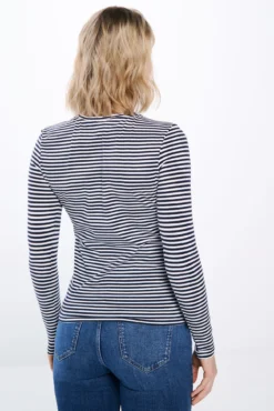Camiseta justa riscas em lurex