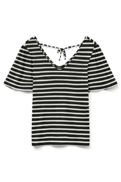 Camiseta riscas com mangas sino