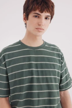 Camiseta riscas de algodão