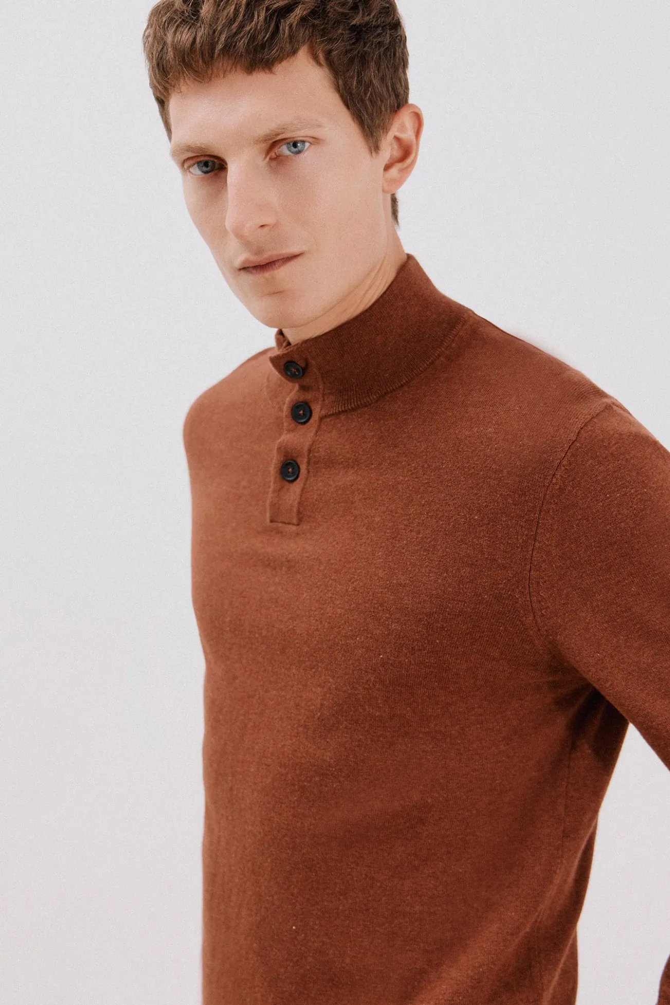 Camisola algodão caxemira gola alta