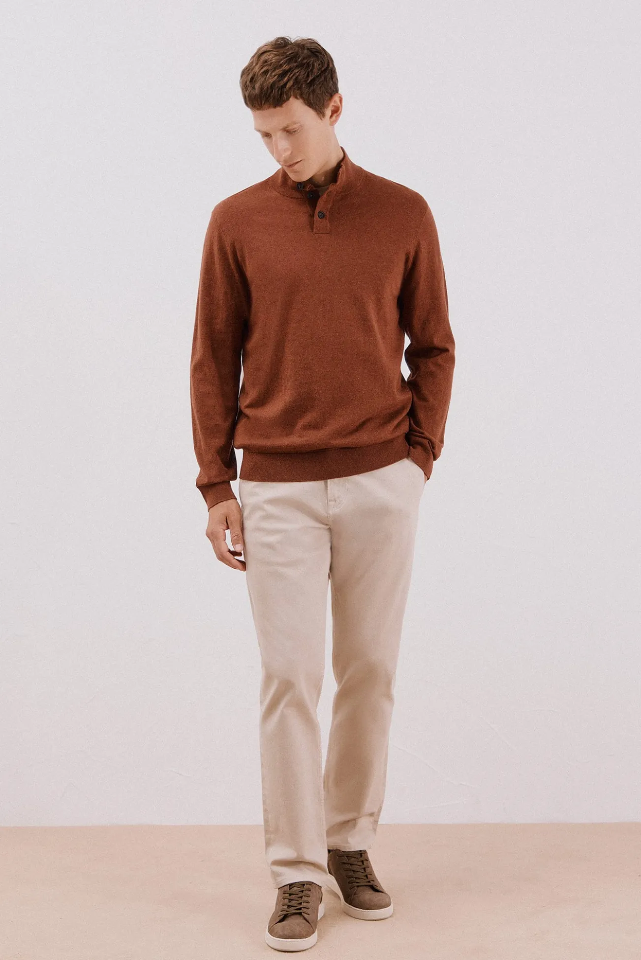 Camisola algodão caxemira gola alta