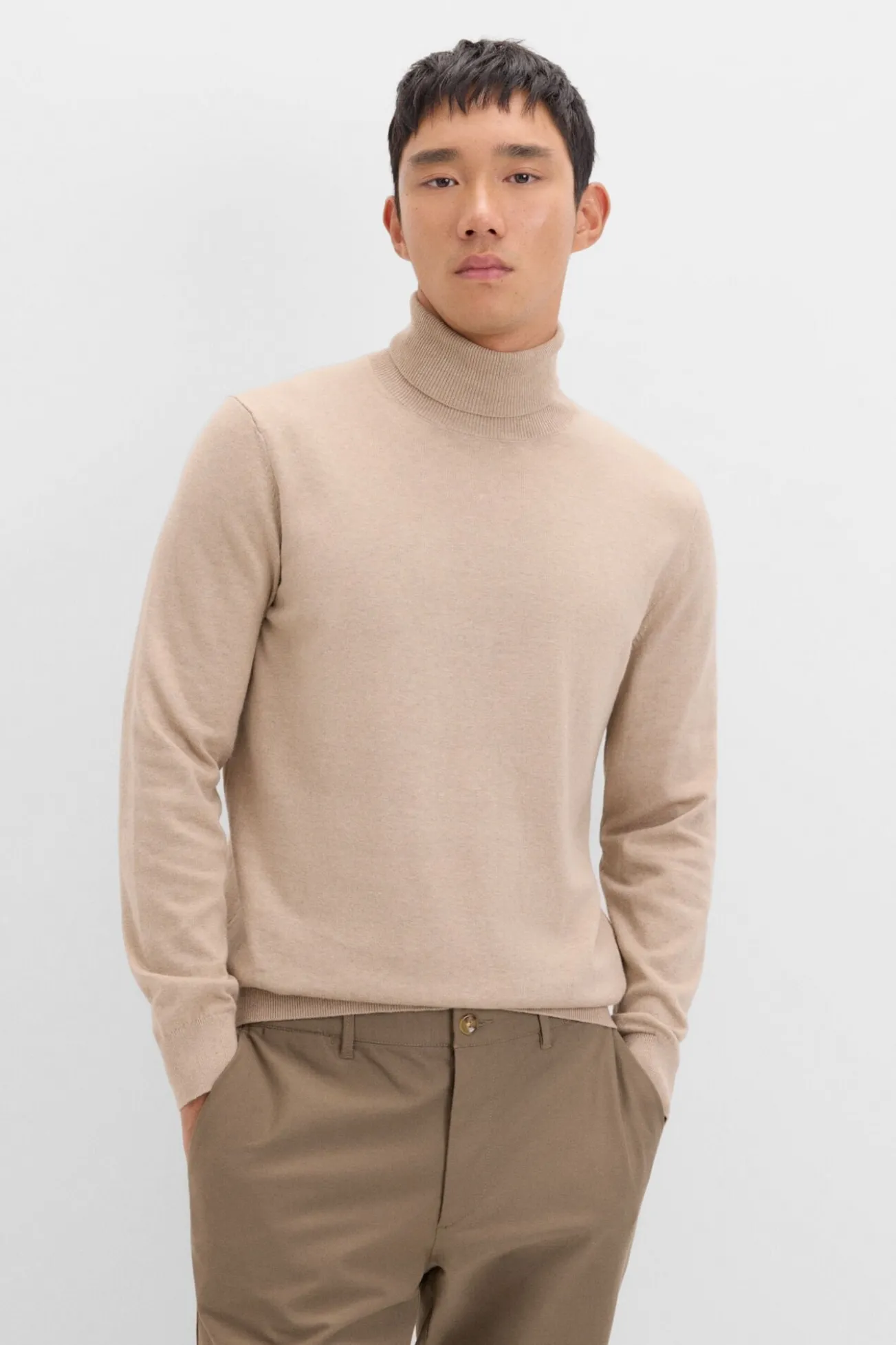 Camisola algodão caxemira gola alta