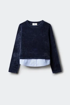 Camisola bimaterial de chenille para menina