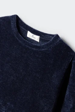 Camisola bimaterial de chenille para menina