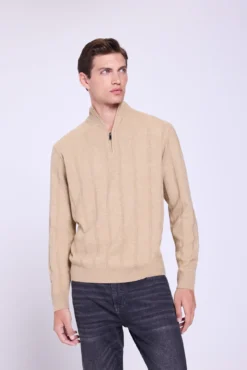 Camisola Canalé com fecho médio
