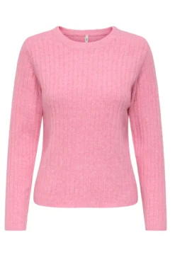 Camisola canelado com gola redonda