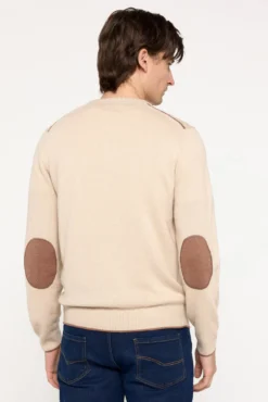 Camisola com decote em bico e cotoveleiras