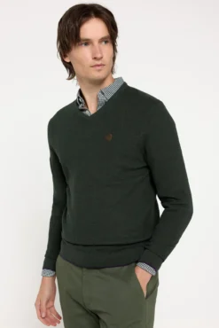 Camisola com decote em V Microestrutura