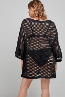 Camisola de crochet preta