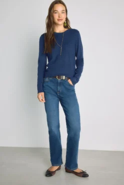 Camisola de gola redonda com estrutura