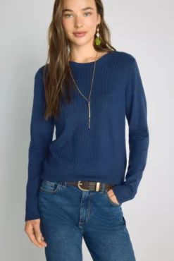 Camisola de gola redonda com estrutura