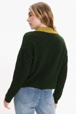 Camisola de lã com botões no gola