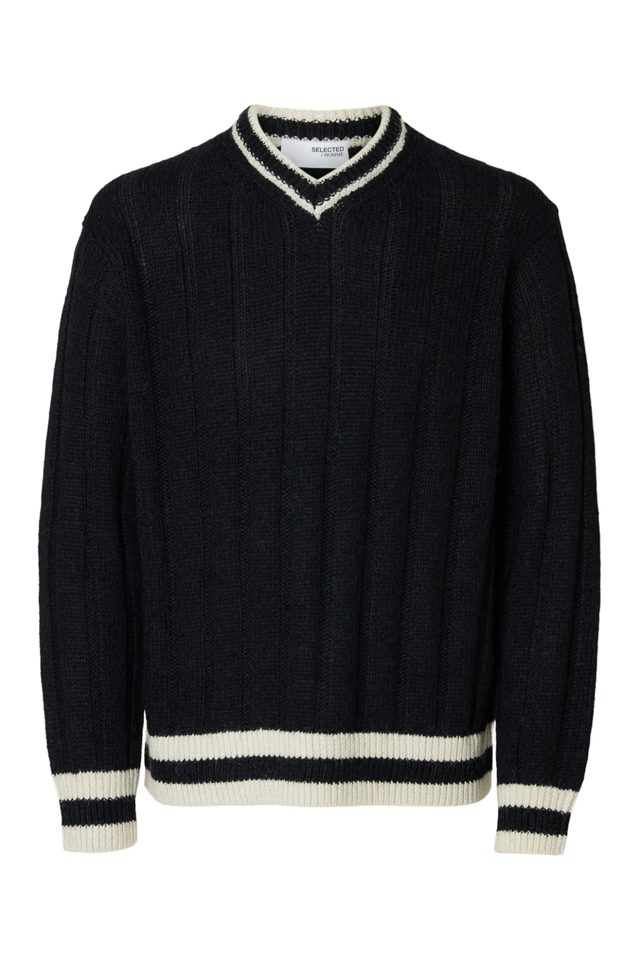 Camisola de lã e alpaca com gola em V