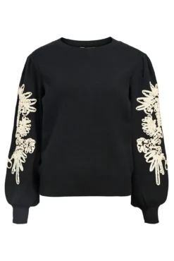 Camisola de malha bordada