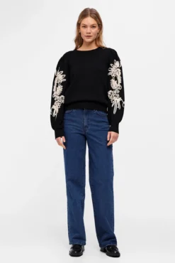 Camisola de malha bordada