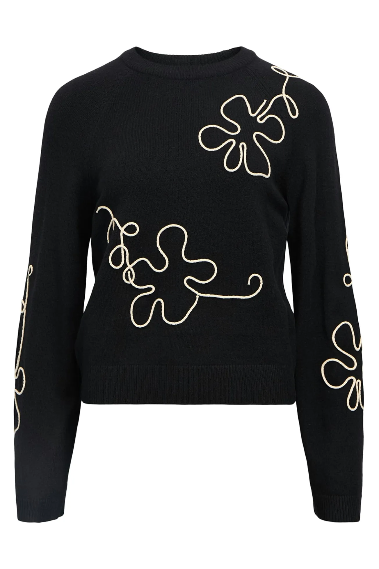 Camisola de malha bordado com flores