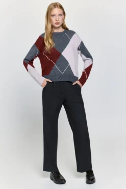 Camisola de malha com losangos