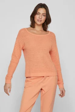Camisola de malha decote barco de algodão