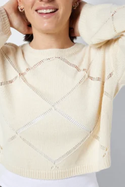 Camisola de malha rendilhada