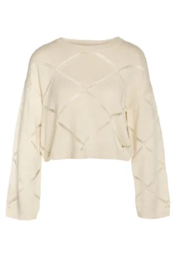 Camisola de malha rendilhada
