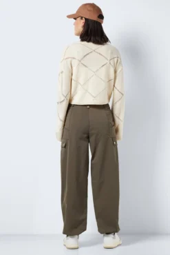 Camisola de malha rendilhada