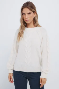 Camisola de malha trançada