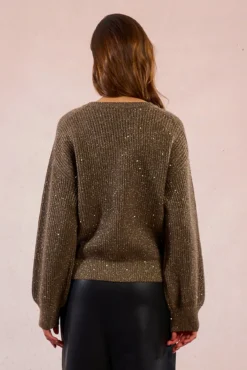 Camisola de manga comprida com detalhe de miçangas