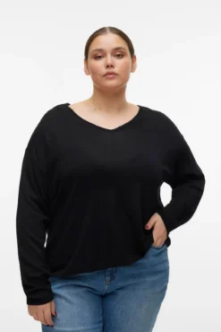 Camisola de manga comprida e gola em bico Curve