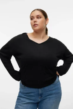 Camisola de manga comprida e gola em bico Curve