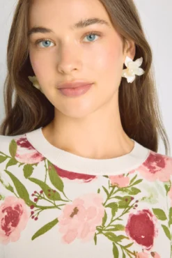 Camisola estampada gola redonda