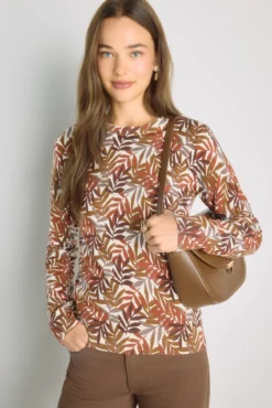 Camisola estampada gola redonda