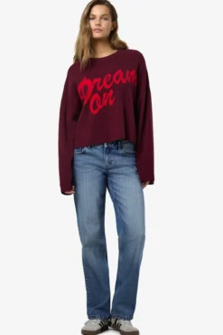 camisola estampado com gola redonda