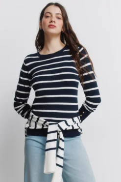 Camisola fina botões punhos