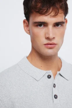 Camisola gola polo com botões