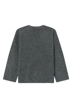 Camisola oversized de manga comprida com mensagem bordada